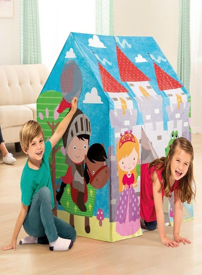 خيمة لعب للأطفال من KinderTales® Jungle Fun Cottage Wendy House - خيمة لعب للأطفال مع باب وفتحة سقف، مصنوعة من الفينيل خفيف الوزن، بتصميم حيوانات الغابة للاستخدام الداخلي والخارجي، لتشجيع اللعب الإبداعي - Image 4